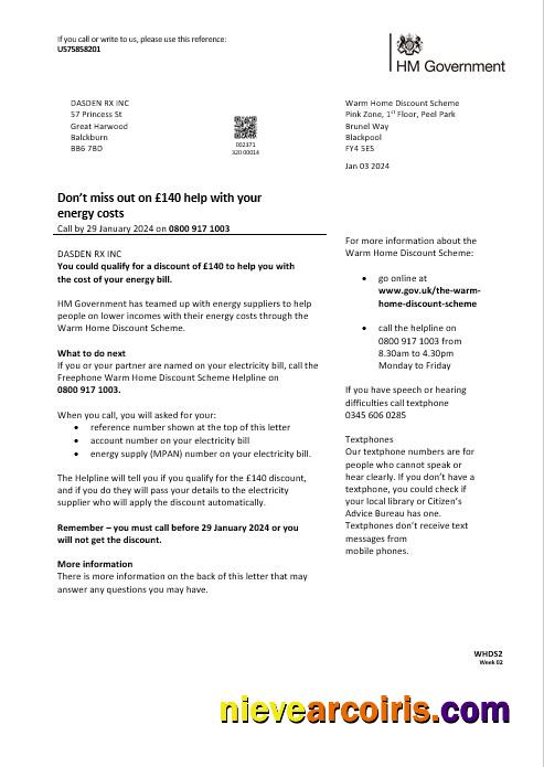 United Kingdom HM Government Warm Home Energy business utility bill